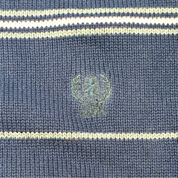 IZOD Mens Cotton Sweater Crewneck Navy Blue Stripe XL NWT - Picture 4 of 5